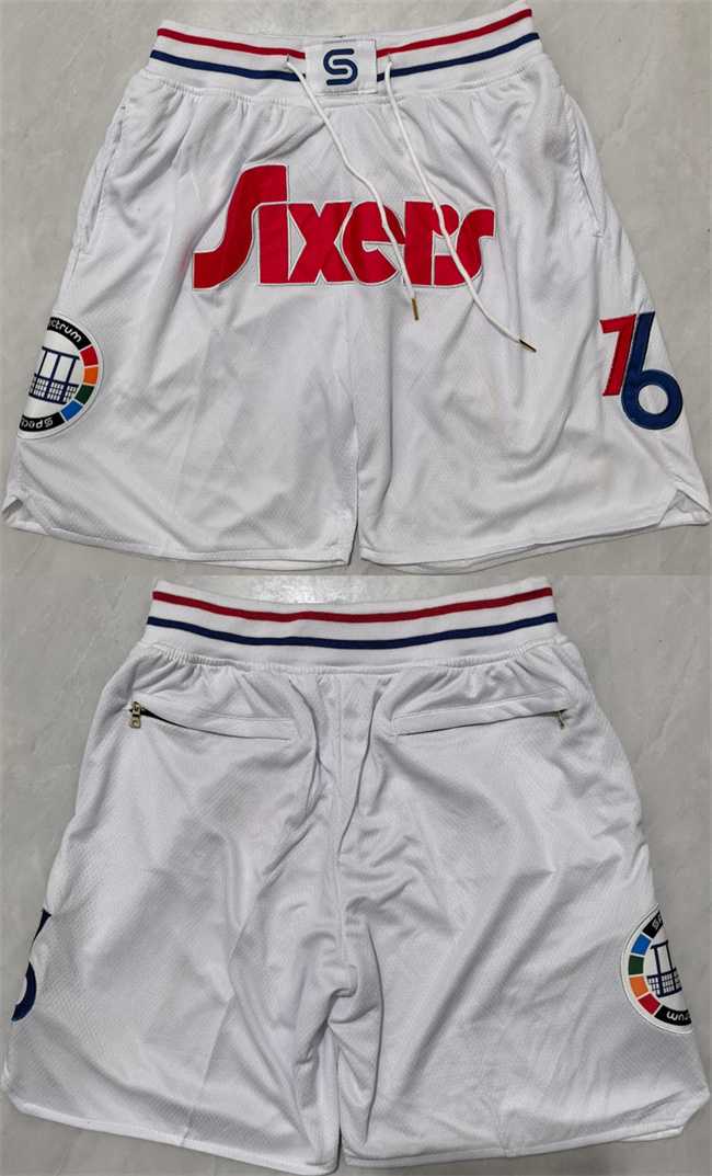 Men%27s Philadelphia 76ers White Shorts